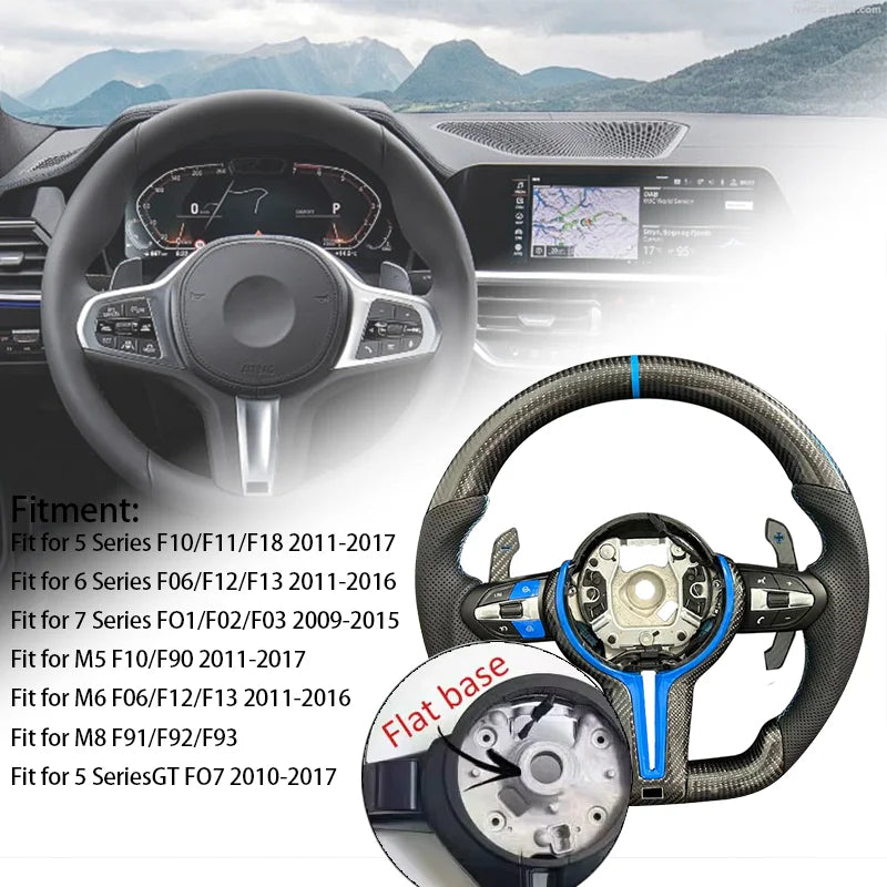 Suitable for BMW M5 F10 F11 F06 F07 F12 F13 F01 M3 F30 LED Lights Carbon Fiber Steering Wheel M Sport Steering Wheel