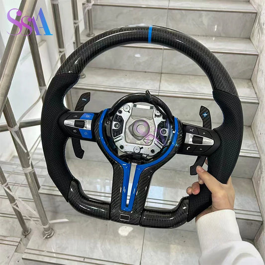 Suitable for BMW M5 F10 F11 F06 F07 F12 F13 F01 M3 F30 LED Lights Carbon Fiber Steering Wheel M Sport Steering Wheel
