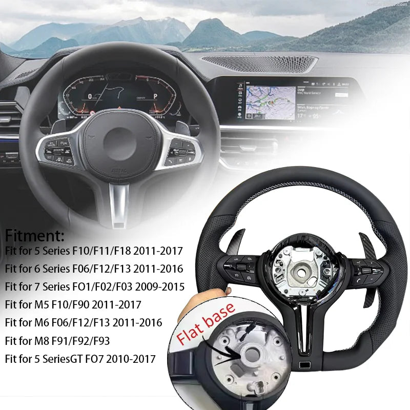 Suitable for BMW M5 F10 F11 F06 F07 F12 F13 F01 M3 F30 LED Lights Carbon Fiber Steering Wheel M Sport Steering Wheel