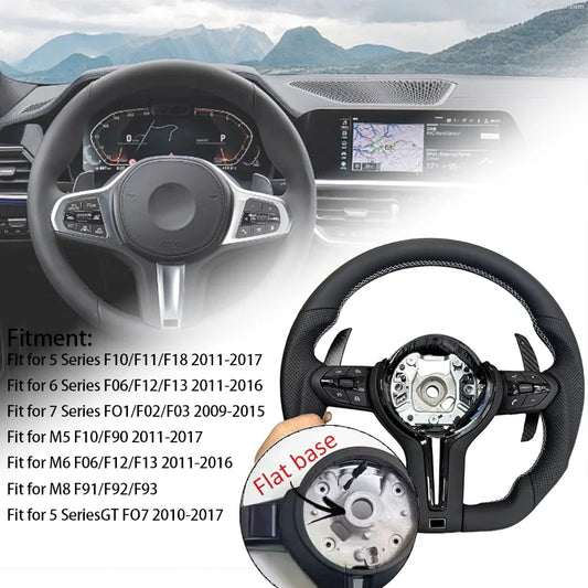 Suitable for BMW M5 F10 F11 F06 F07 F12 F13 F01 M3 F30 LED Lights Carbon Fiber Steering Wheel M Sport Steering Wheel