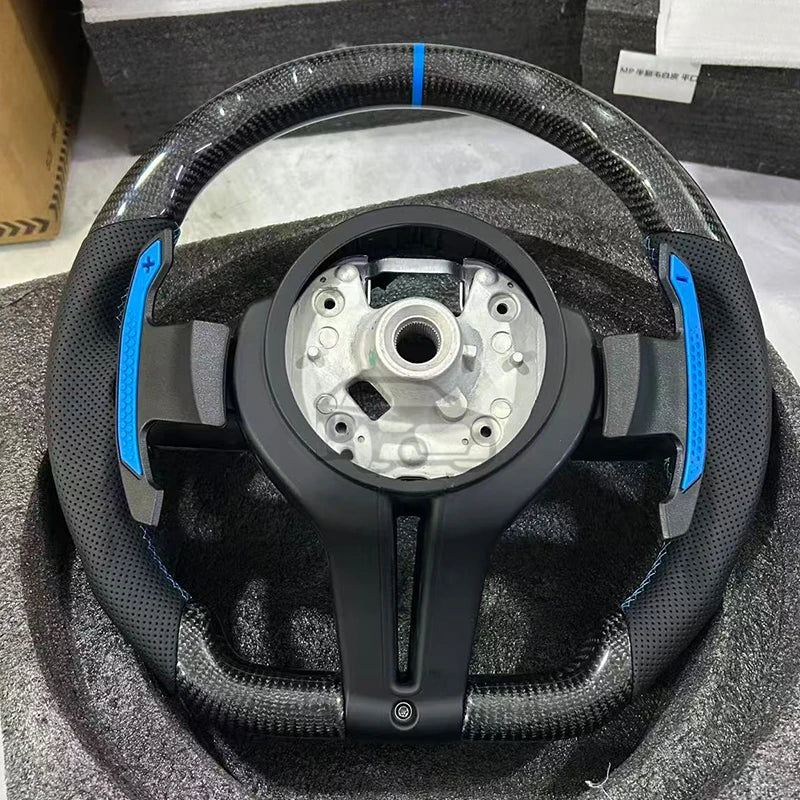 Suitable for BMW M5 F10 F11 F06 F07 F12 F13 F01 M3 F30 LED Lights Carbon Fiber Steering Wheel M Sport Steering Wheel