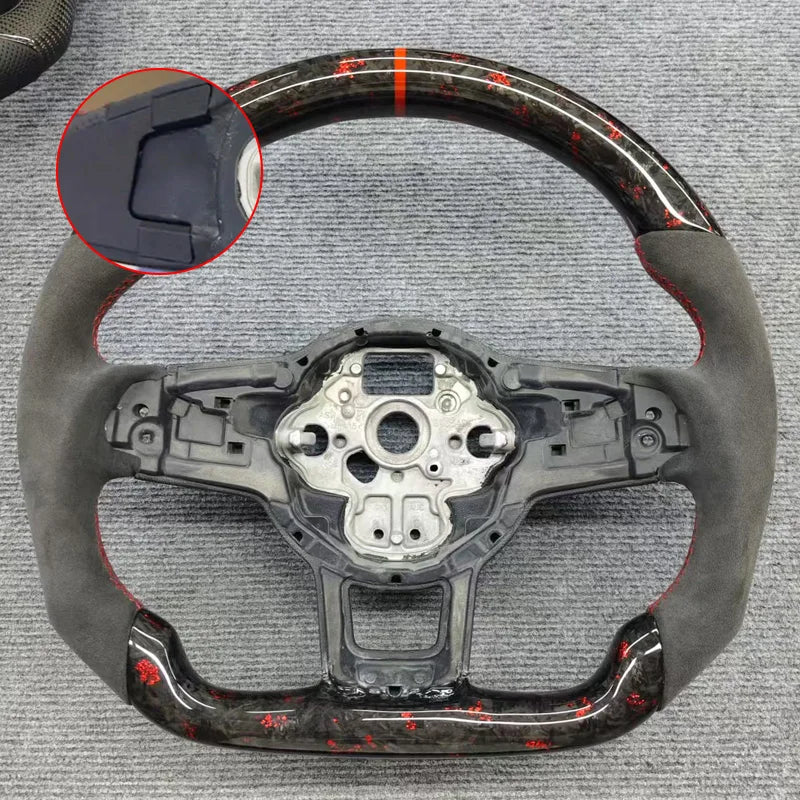 Eal Carbon Fiber Steering Wheel Leather Alcantara for Volkswagen Golf 7 7.5 GTI GTD GTE R 2013-2020 Polo GTI Tiguan Passat DSG