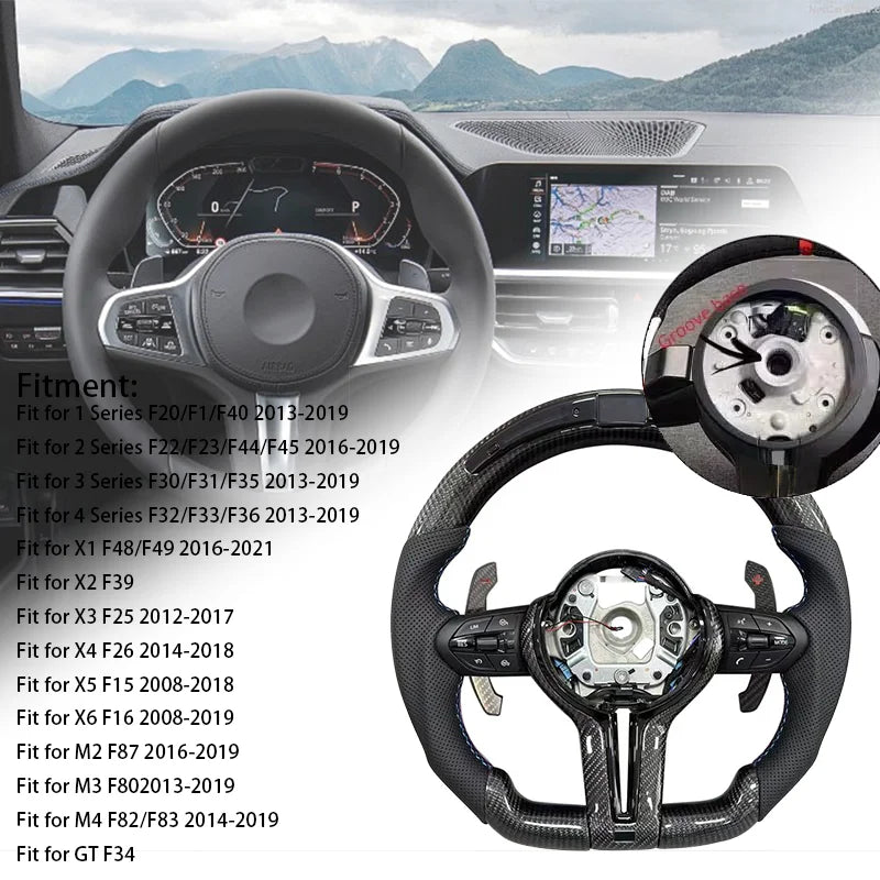 Suitable for BMW M5 F10 F11 F06 F07 F12 F13 F01 M3 F30 LED Lights Carbon Fiber Steering Wheel M Sport Steering Wheel
