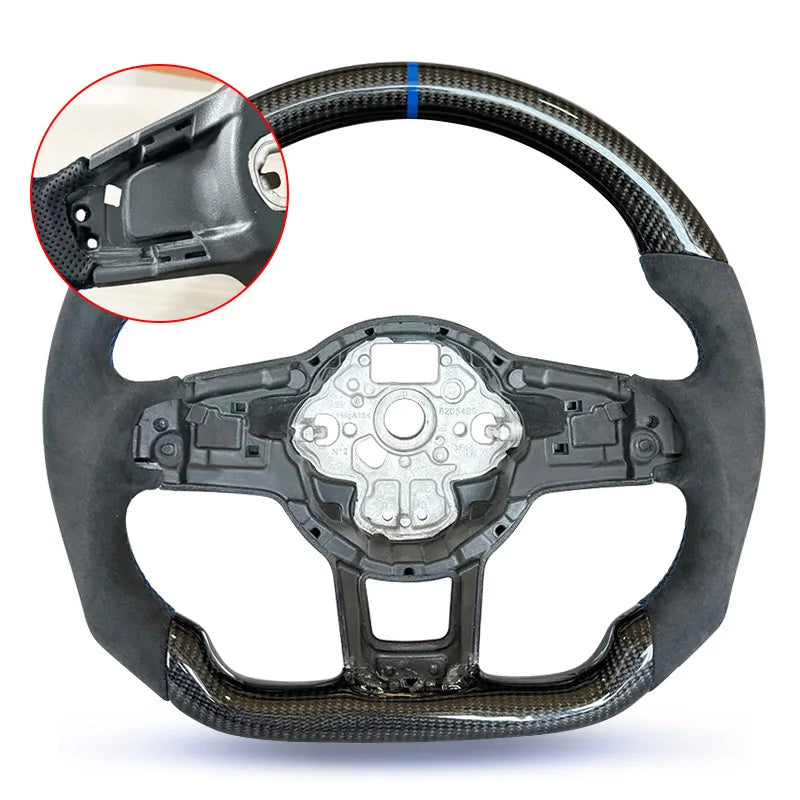 Eal Carbon Fiber Steering Wheel Leather Alcantara for Volkswagen Golf 7 7.5 GTI GTD GTE R 2013-2020 Polo GTI Tiguan Passat DSG