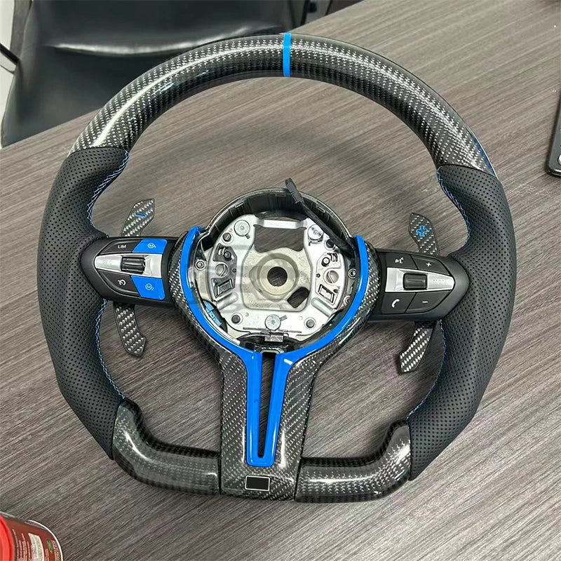 Suitable for BMW M5 F10 F11 F06 F07 F12 F13 F01 M3 F30 LED Lights Carbon Fiber Steering Wheel M Sport Steering Wheel