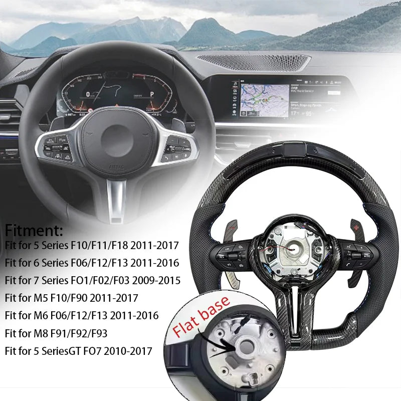 Suitable for BMW M5 F10 F11 F06 F07 F12 F13 F01 M3 F30 LED Lights Carbon Fiber Steering Wheel M Sport Steering Wheel