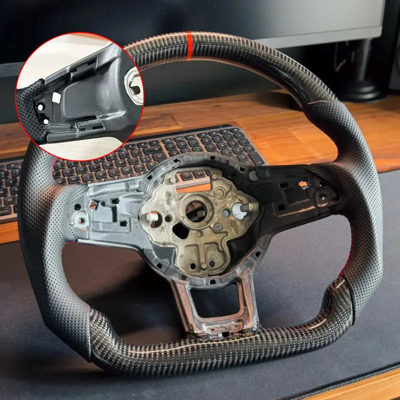 Eal Carbon Fiber Steering Wheel Leather Alcantara for Volkswagen Golf 7 7.5 GTI GTD GTE R 2013-2020 Polo GTI Tiguan Passat DSG