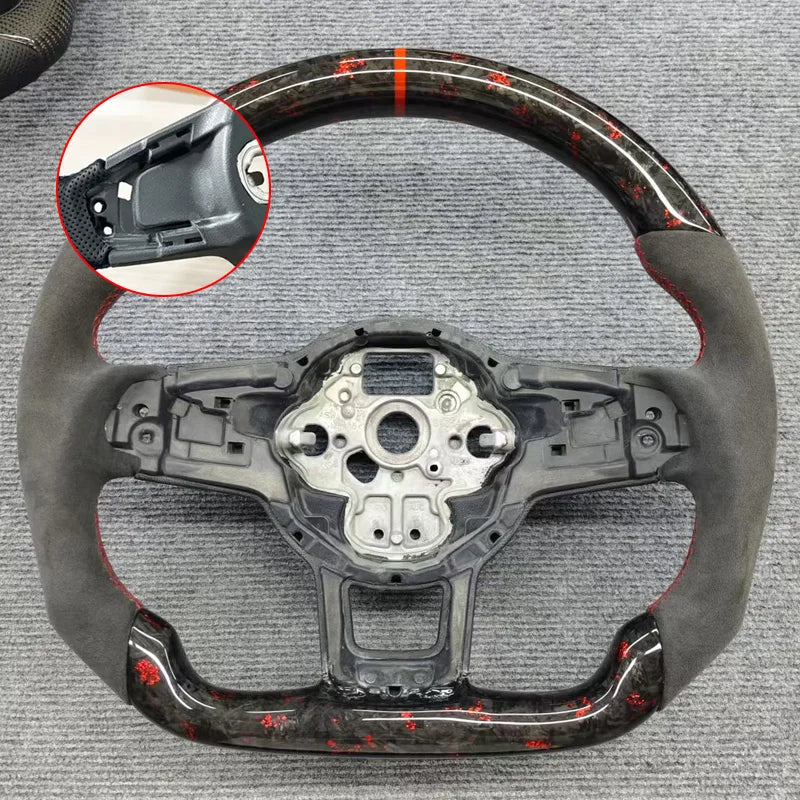 Eal Carbon Fiber Steering Wheel Leather Alcantara for Volkswagen Golf 7 7.5 GTI GTD GTE R 2013-2020 Polo GTI Tiguan Passat DSG