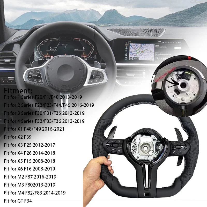 Suitable for BMW M5 F10 F11 F06 F07 F12 F13 F01 M3 F30 LED Lights Carbon Fiber Steering Wheel M Sport Steering Wheel