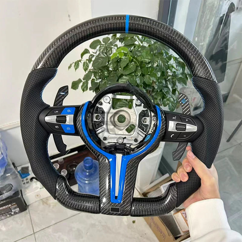 Suitable for BMW M5 F10 F11 F06 F07 F12 F13 F01 M3 F30 LED Lights Carbon Fiber Steering Wheel M Sport Steering Wheel