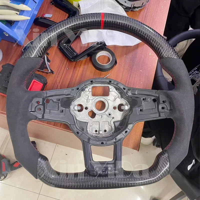 Eal Carbon Fiber Steering Wheel Leather Alcantara for Volkswagen Golf 7 7.5 GTI GTD GTE R 2013-2020 Polo GTI Tiguan Passat DSG