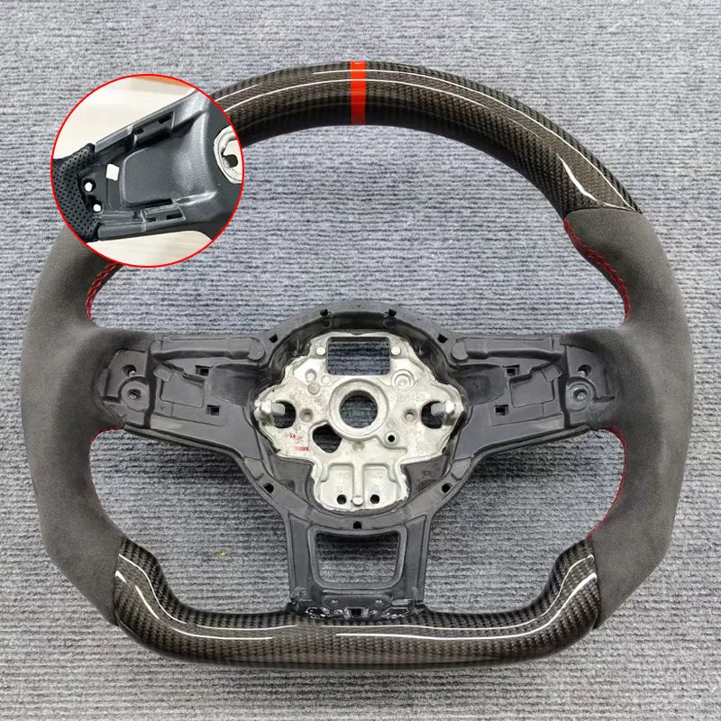 Eal Carbon Fiber Steering Wheel Leather Alcantara for Volkswagen Golf 7 7.5 GTI GTD GTE R 2013-2020 Polo GTI Tiguan Passat DSG